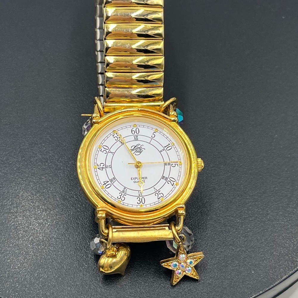 Kirks Folly Explorer Quartz Dangling Charm Expandable Band Watch New Battery